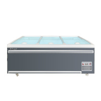 华美(Huamei)组合岛柜HDZ-558T升商用大容量卧式冰柜 海鲜展示柜冷藏冷冻玻璃门雪糕速冻冷柜