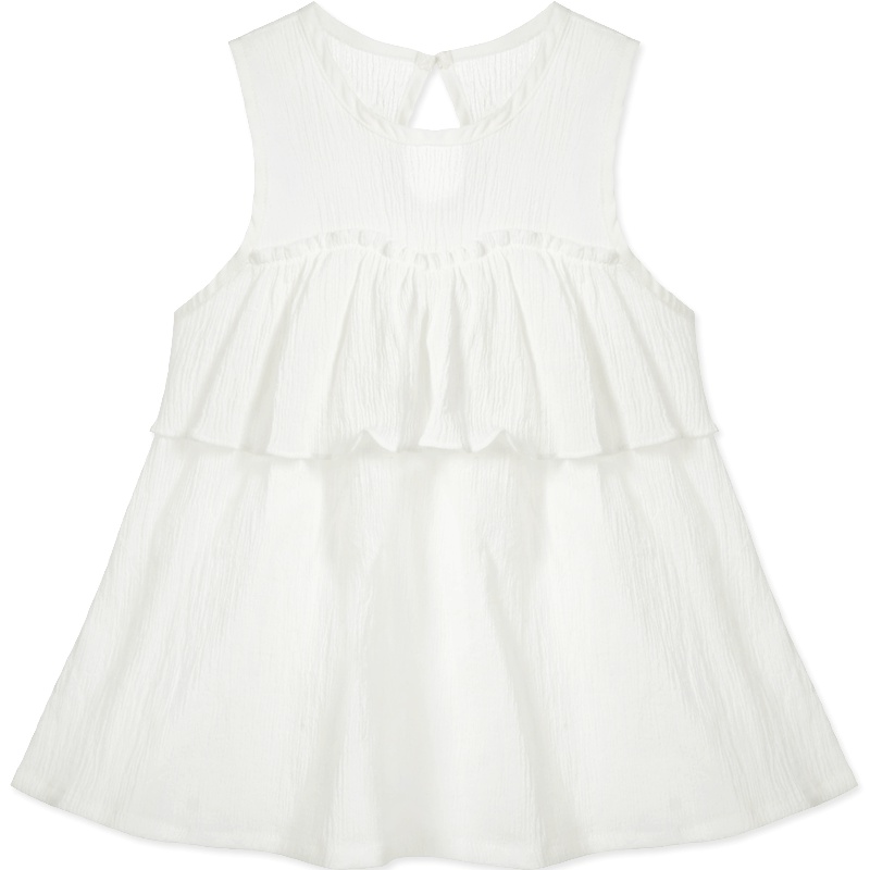 婴姿坊女童夏季圆领无袖背心宽松腰小清新风连衣裙1-5岁 73-120码