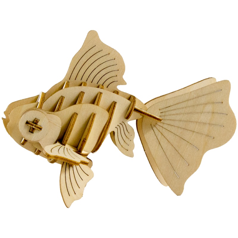 WUDE 金鱼海洋动物立体3d拼图木质diy积木玩具女孩儿童手工拼装艾菲尔模型组装插片摆件圣诞礼物