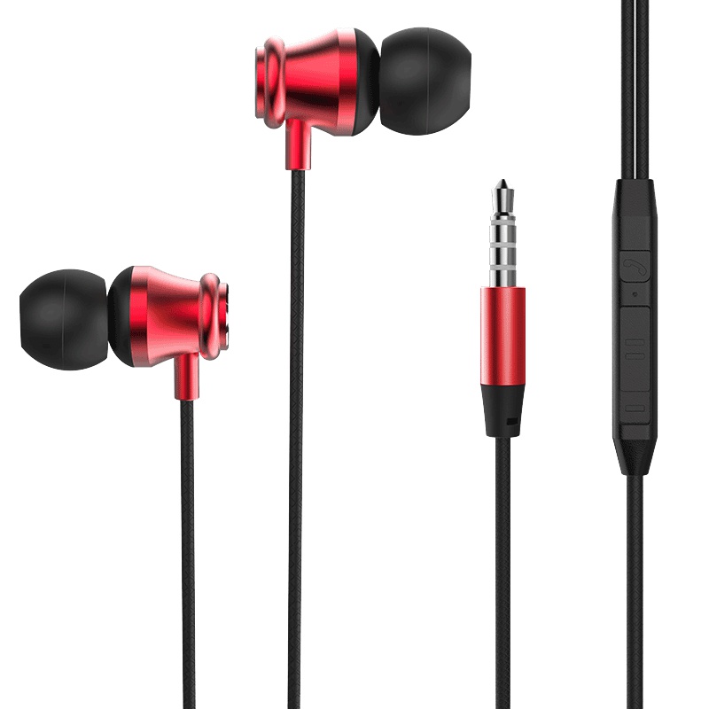 乔歌(QIAOGE)M-1386入耳式耳机K歌手机电脑重低音炮带麦金属魔音耳塞式vivox9苹果oppor9安卓红色