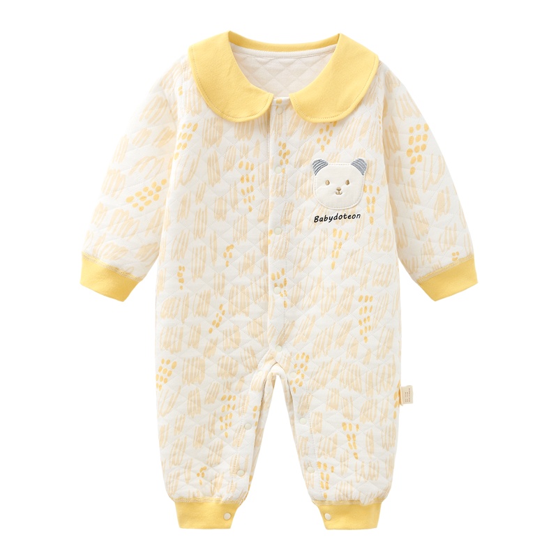 班杰威尔婴儿连体衣秋冬长袖新生儿衣服加厚保暖初生宝宝和尚服秋装纯棉哈衣爬服