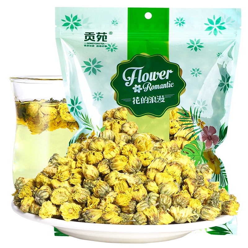 贡苑 茶叶 花草茶 菊花茶 桐乡胎菊花 杭白菊花蕾160g 大份实惠装优选泡水喝的花茶
