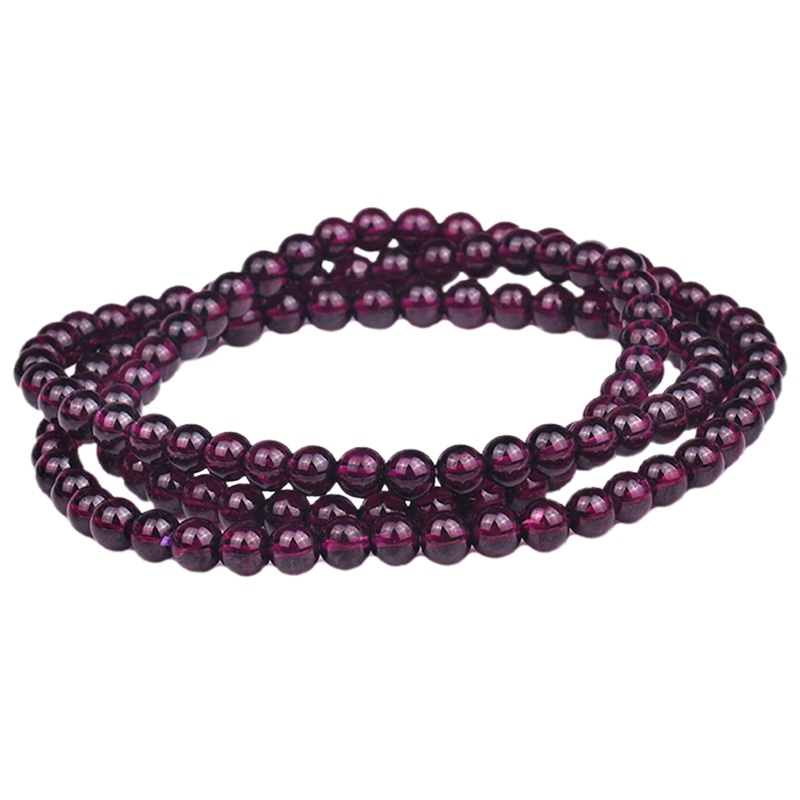 梦克拉 Mkela 酒红石榴石手链女 三圈 香尘 自戴 其他 民族风