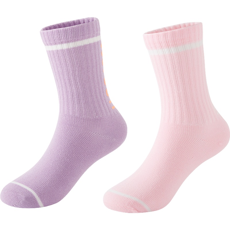 [好货直降:19]米喜迪mecity童装秋新款女童净色两双装中筒棉袜子