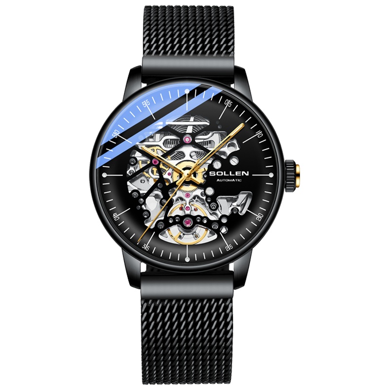 梭伦(SOLLEN)手表男自动机械表新款个性潮男防水概念镂空超薄炫酷男表SL202