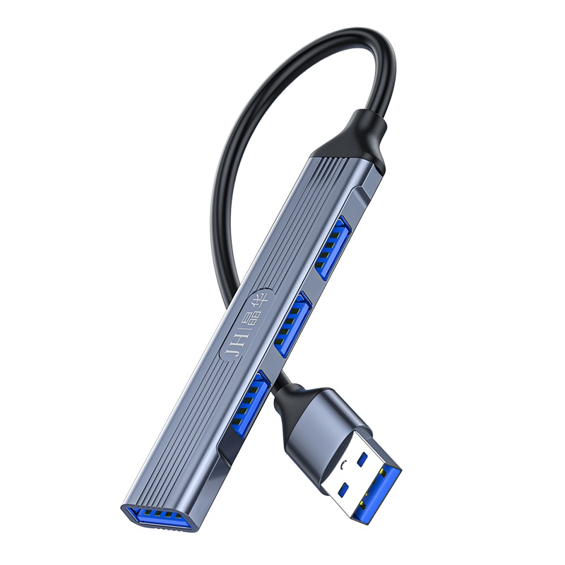 晶华 usb3.0分线器扩展器笔记本电脑多接口转换器高速USB一拖四外接打印机U盘插口多功能集线 合金黑色N612