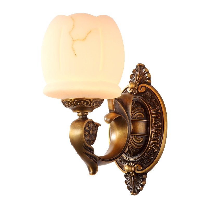 凯特皇菲 全铜欧式壁灯床头灯过道走廊美式复古卧室客厅餐厅铜壁灯6W-10W 9023