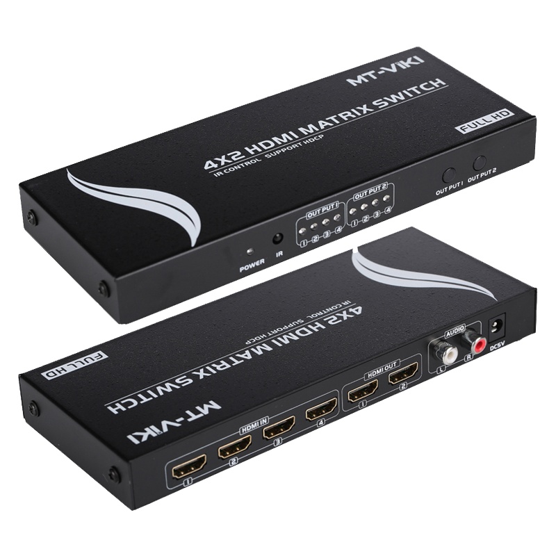 迈拓维矩MT-HD4x2 hdmi切换器4进2出1出高清矩阵音频分离视频分配器