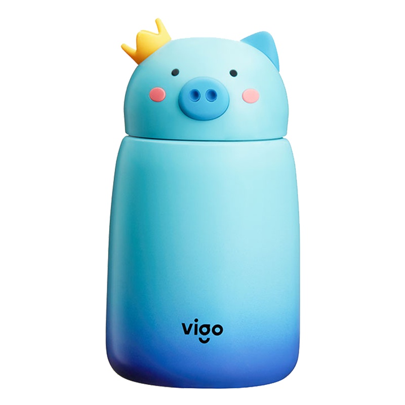 魅果(vigo)保温杯女便携女士女生儿童可爱大容量不锈钢保温保冷杯 开心猪系列 320ml