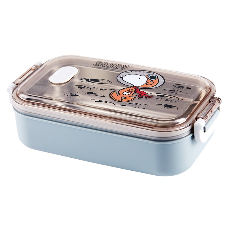 史努比儿童便当盒304不锈钢双层饭盒小学生上班族分隔型便携餐盒SNP-8021