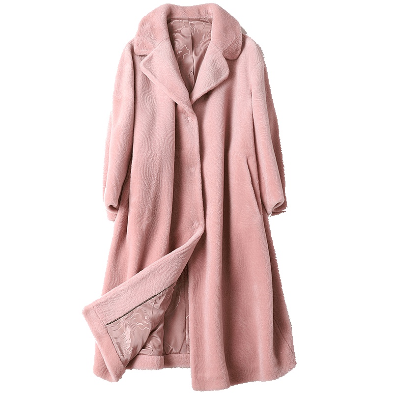 憨厚皇后2019反季新款海宁羊毛皮草大衣女休闲时尚羊剪毛长款外套