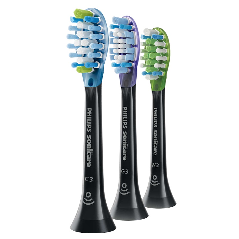 飞利浦(Philips)电动牙刷头 智臻洁净型3支装 适配HX9924HX9954HX9903等 黑色HX9043/96