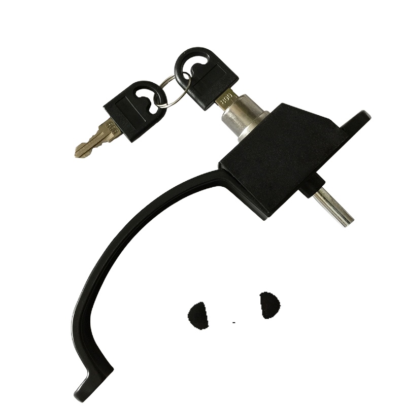 型金刚网纱窗执手带钥匙把手三推纱窗带锁金刚网防盗纱窗锁 白色 左执手