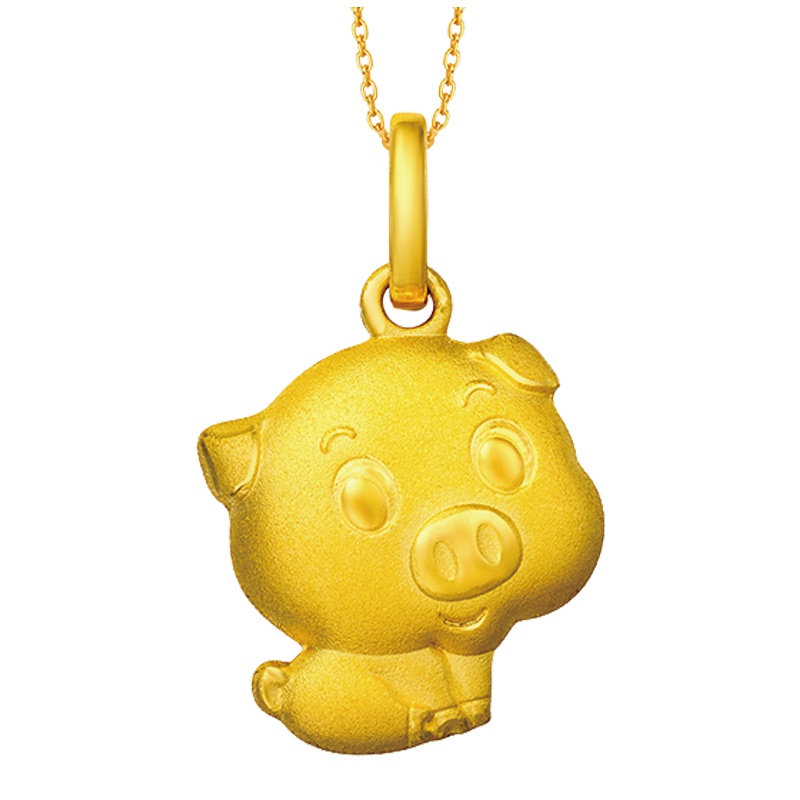 周大福珠宝首饰生肖猪足金黄金坠计价（工费58元）F199504