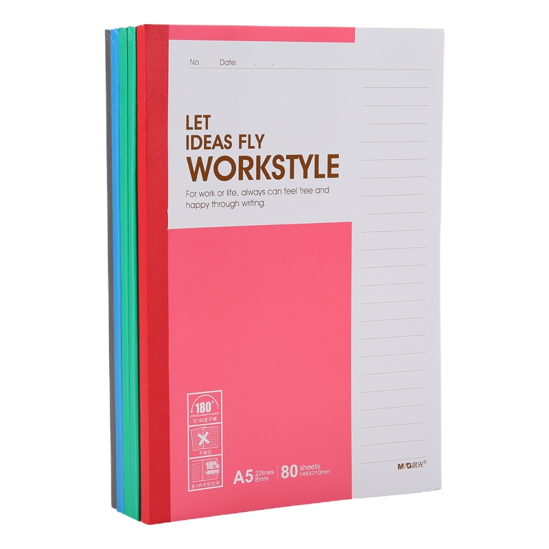 晨光 APYJU411 80页A5软抄本6本装 无线装订软抄 胶装本 时尚本册 办公软抄 软抄本 混色