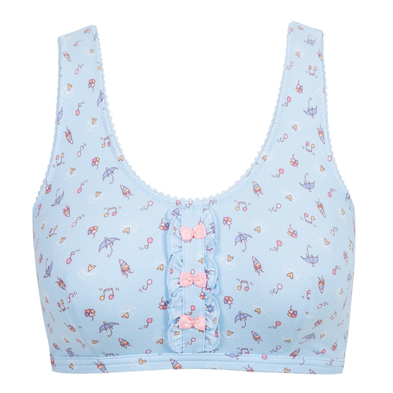 BLOSS/古今花蝴蝶结薄无钢圈无搭扣印花背心少女文胸 0GS17