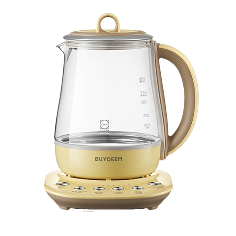 北鼎(buydeem)新品全自动多功能养生壶 K118 按键式 1.5L 高硼硅玻璃小鹅黄