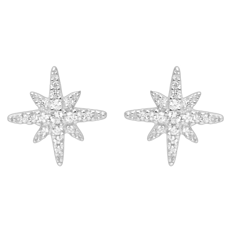[直营]apm MONACO流星六芒星星星925银镶晶钻女士耳钉耳骨钉耳环耳坠送恋人AE8419OX