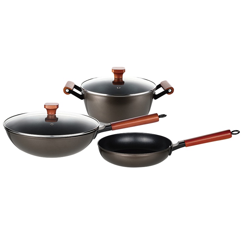 博堡悦味精铁不粘锅三件套BDY-TZ612B