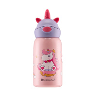(免费刻字)耳朵独角兽韩国杯具熊BEDDYBEAR正品儿童保温杯316不锈钢带吸管两用水壶学生水杯子630ml保温用品