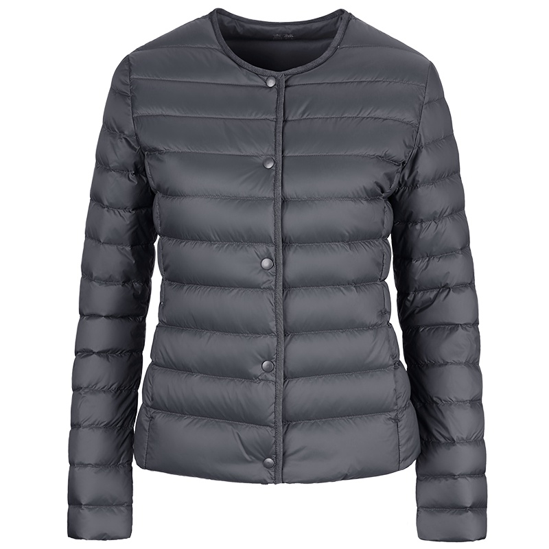 高梵（GOLDFARM）秋冬轻薄羽绒服女短款圆领百搭韩版修身保暖羽绒外套