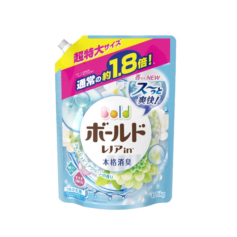 [无荧光剂]宝洁(Procter&Gamble) bold 花香洗衣液持久留香护色柔顺1.26kg替换装 袋装清香香型