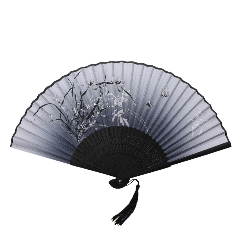 折扇 花语清香 舞蹈扇 复古中国风 黑色(一把装)可定制