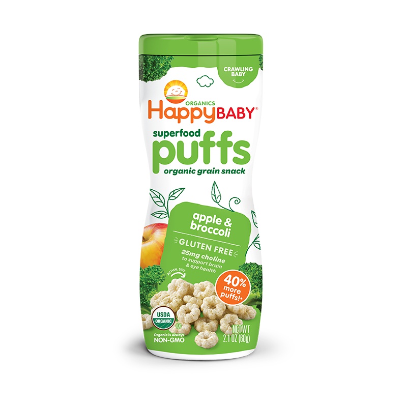 禧贝(Happy Baby)苹果味有机泡芙 60g/桶装 宝宝零食点心 原装进口 6个月以上