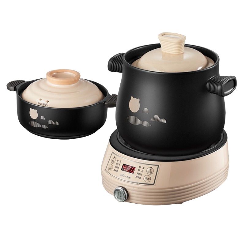 小熊(Bear)电炖锅 陶瓷电砂锅全自动家用熬粥煮粥煲汤锅焖菜柴火煲仔饭锅(4L汤锅+2L焖菜锅) DSG-B40J3