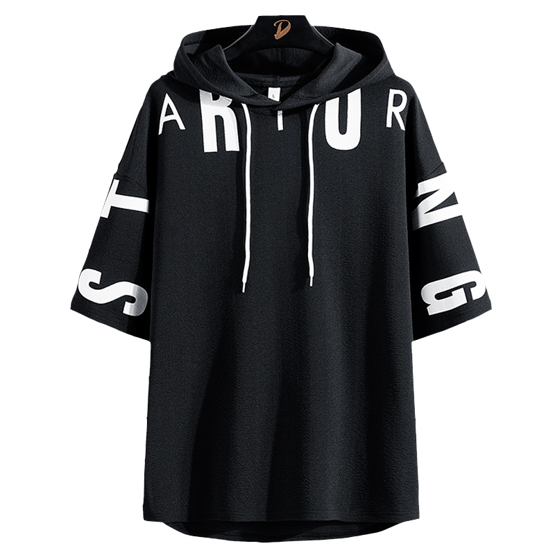 [直营]木林森(MULINSEN)短袖T恤男夏季新款时尚个性印花连帽青年帅气百搭半袖体恤打底衫