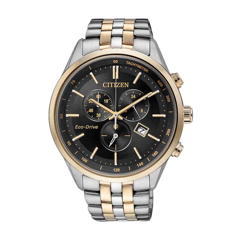 西铁城(CITIZEN)手表男士日本 光动能不锈钢间玫瑰金色表带男表 AT2144-54E