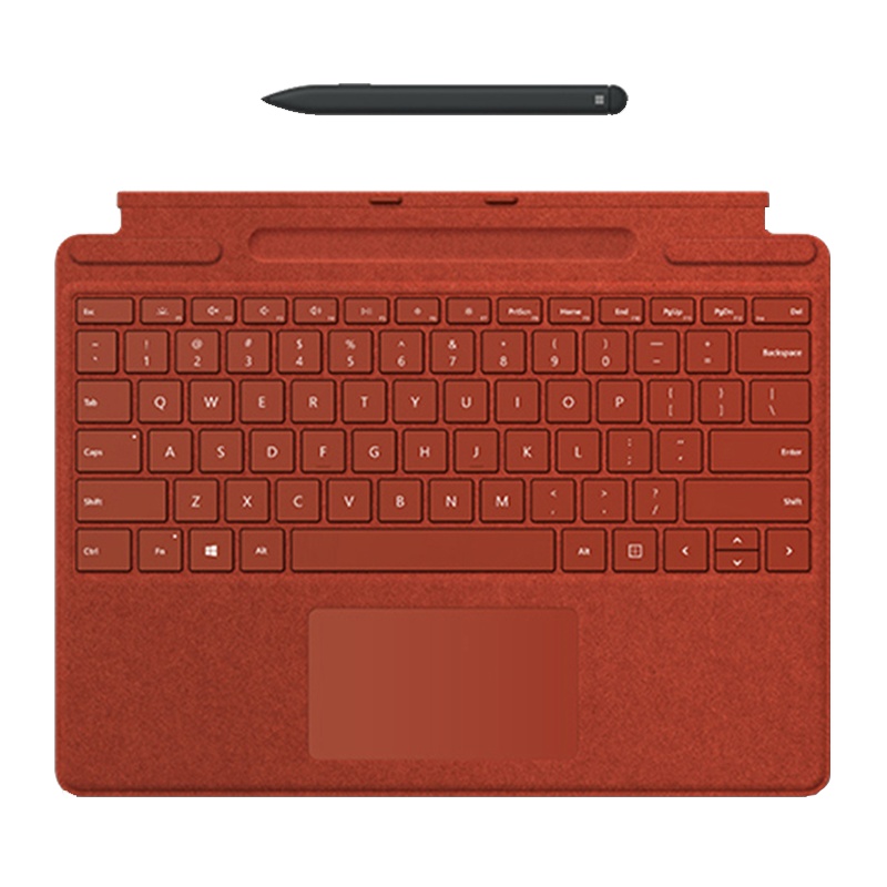 微软Surface Pro X 平板电脑二合一键盘盖 波比红+Slim Pen 超薄触控手写笔 适用Pro 8和Pro