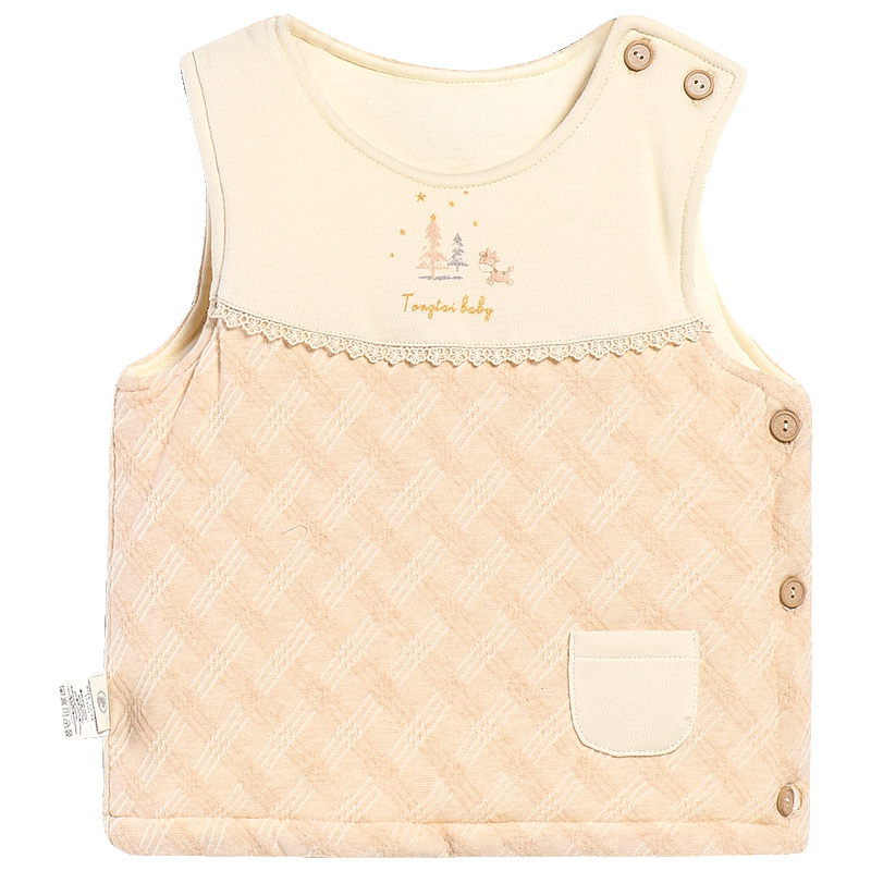 童泰TONGTAI婴儿棉马甲5-24个月宝宝圆领偏开坎肩男女通用冬季加厚背心童装儿童马甲73cm/80cm/90cm