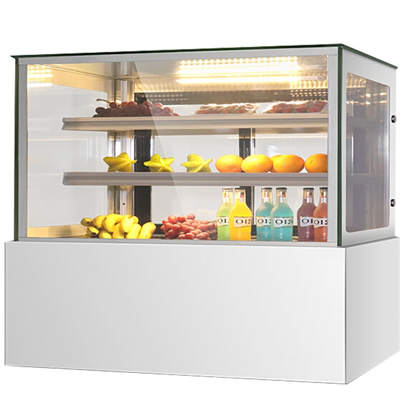 乐创(lecon)蛋糕柜展示柜商用水果保鲜柜冷藏柜寿司饮料熟食玻璃陈列柜(白色直角0.9米落地式)YM-FLZG-0.9