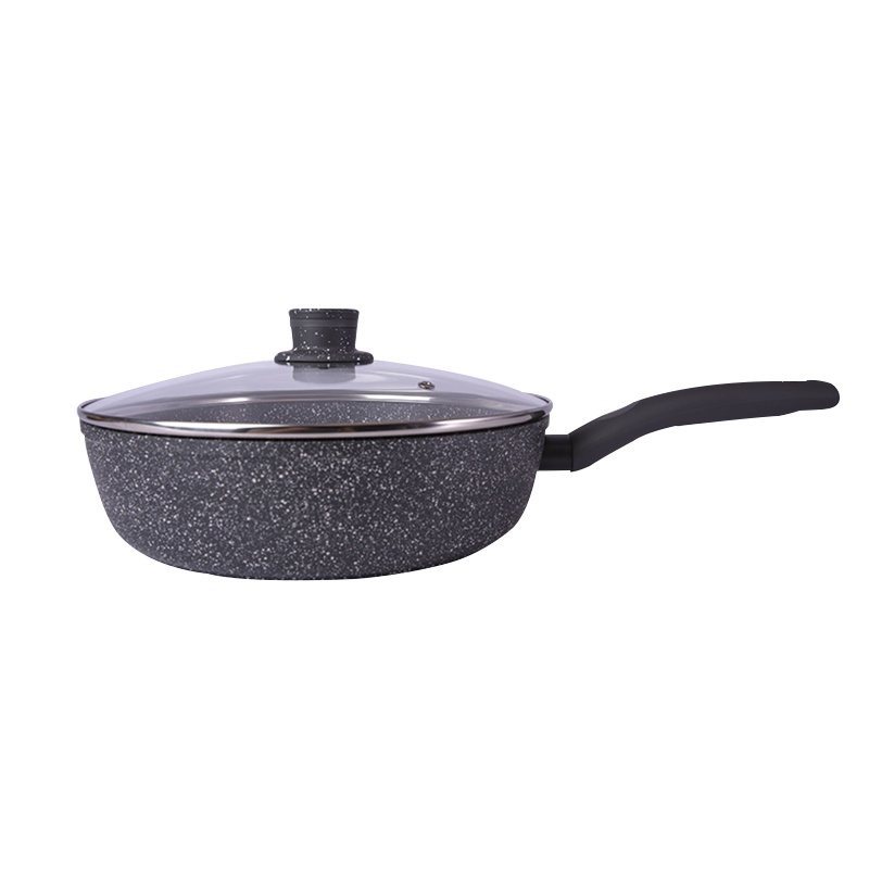 Jeetee吉特QMSJ001-28G麦饭石不粘锅炒锅家用炒菜锅多功能平底锅电磁炉燃气灶通用直径28cm煎炒锅带锅盖