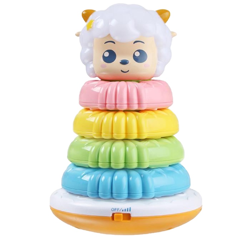 澳贝(AUBY) 喜洋洋与灰太狼益智玩具喜羊羊叠叠圈婴幼儿童音乐发光不倒翁叠叠乐 465103