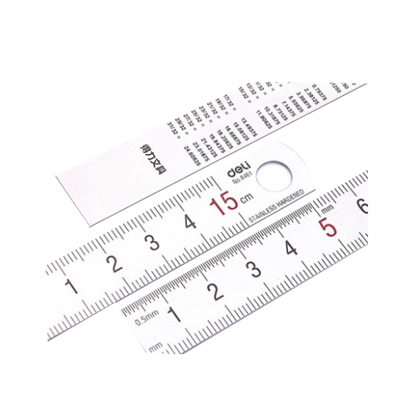 得力(deli) 办公通用直尺 ( 钢板直尺 40厘米 测量绘图尺子)