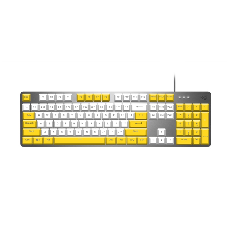 罗技(Logitech) K845青轴+白色键帽+黄色键帽有线全尺寸笔记本电脑电竞吃鸡游戏办公机械键盘