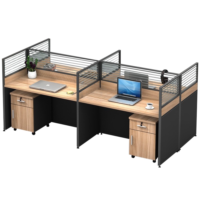 震海办公家具王字型四人位办公桌带柜子组合屏风工位电脑桌现代简约双人位员工桌4人位职员工作位6人位办公室桌子员工办公桌