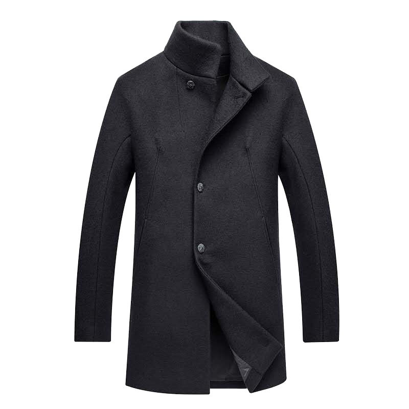 花花公子男士秋冬季时尚休闲立领羊毛大衣