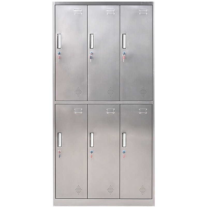 鑫虎威 办公家具不锈钢六门更衣柜员工柜收纳柜储物柜铁皮柜多门存包柜鞋柜碗柜304不锈钢挂衣柜