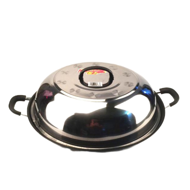 铁锅无涂层不生锈双耳锅传统老式炒菜锅家用圆底煤气炒锅 FENGHOU 47cm配钢盖(送精铁铲)