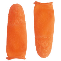 卓顺杰 加厚防滑耐磨乳胶手指套橡胶防护点钞护指劳保保护手指头套一次性 100只装 橘色麻点-29大号100只