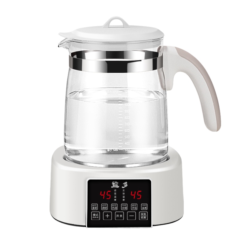 益多 恒温水壶调奶器1.2L温奶器暖奶器电热水壶多功能婴儿冲泡奶粉机养生壶热奶器白色 HJ-A06H