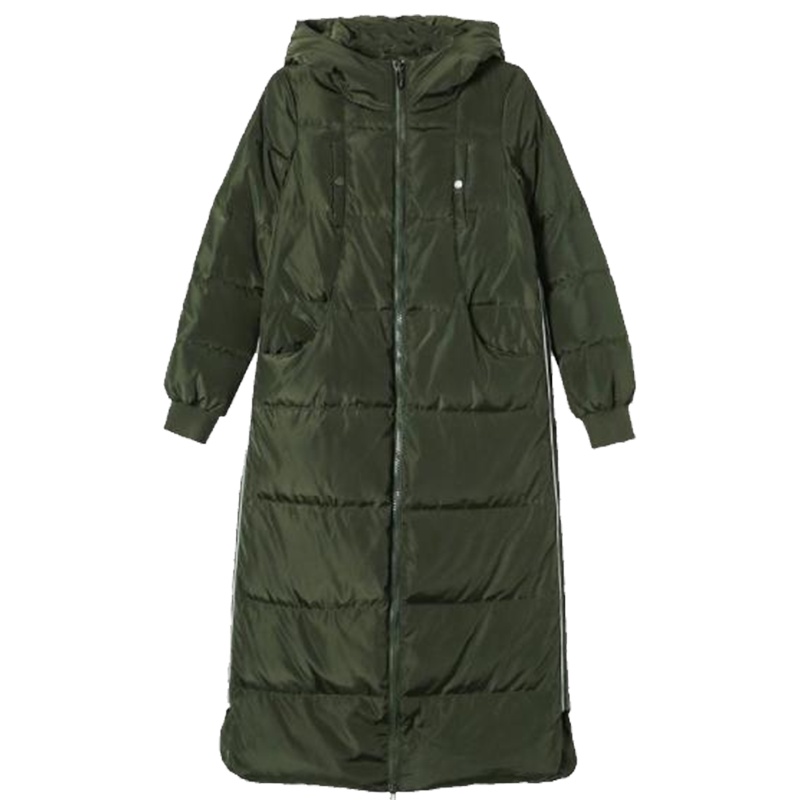 【专柜同款】拉夏贝尔旗下秋冬季新款女韩版宽松长款拉链连帽羽绒服30084048