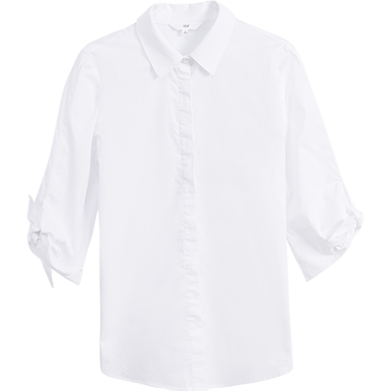 OSA欧莎白色衬衫2019新款夏七分袖女上衣宽松职业装设计感轻熟