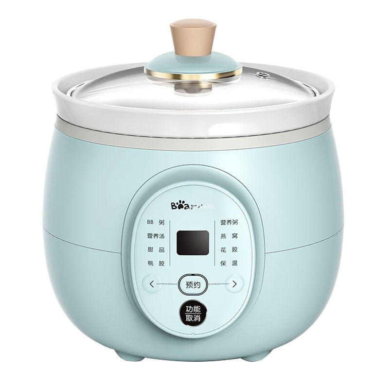 小熊(Bear)电炖锅 DDG-D20P1 绿色 2L大容量陶瓷煲汤锅全自动家用炖汤神器甜品燕窝宝宝BB辅食熬粥煮粥锅