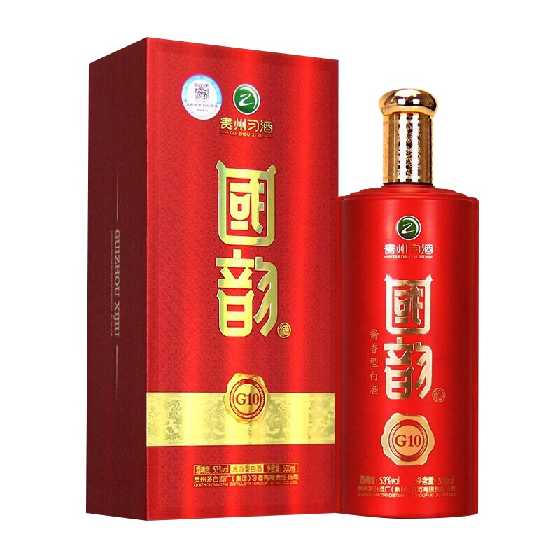 贵州茅台集团習酒(XI LIQUOR)国韵酱香型白酒53度习酒国韵G10单瓶装500ml(每两盒配礼品袋一个)