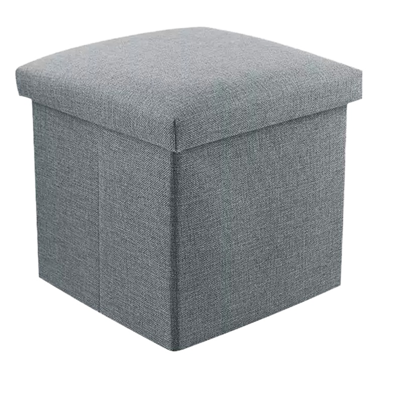 四万公里 折叠储物凳收纳凳 衣物玩具整理储物箱 多功能布艺收纳箱盒 可坐成人沙发凳换鞋凳 灰色 SWJ3012