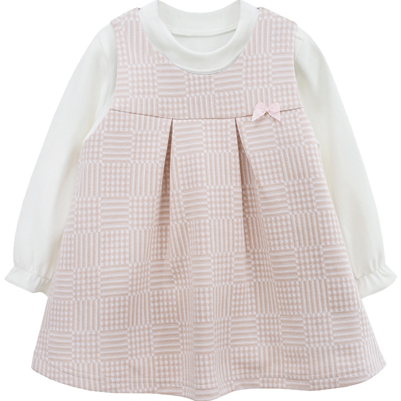 婴姿坊女童秋装套装韩版 潮衣 背心裙两件套 儿童连衣裙